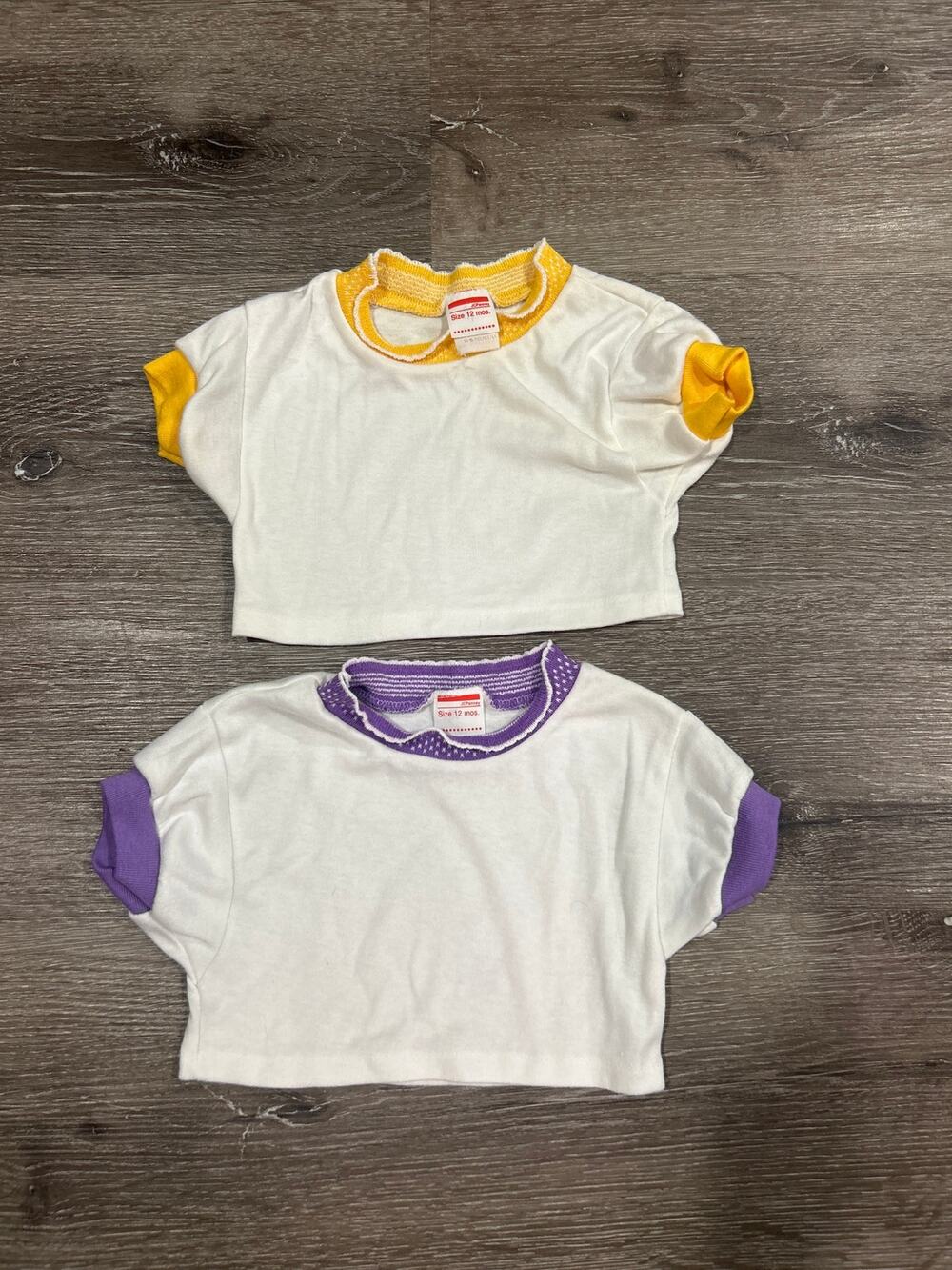 Vintage 70s JCPenney Baby Cropped Ringer T-Shirts Lot 12 Months